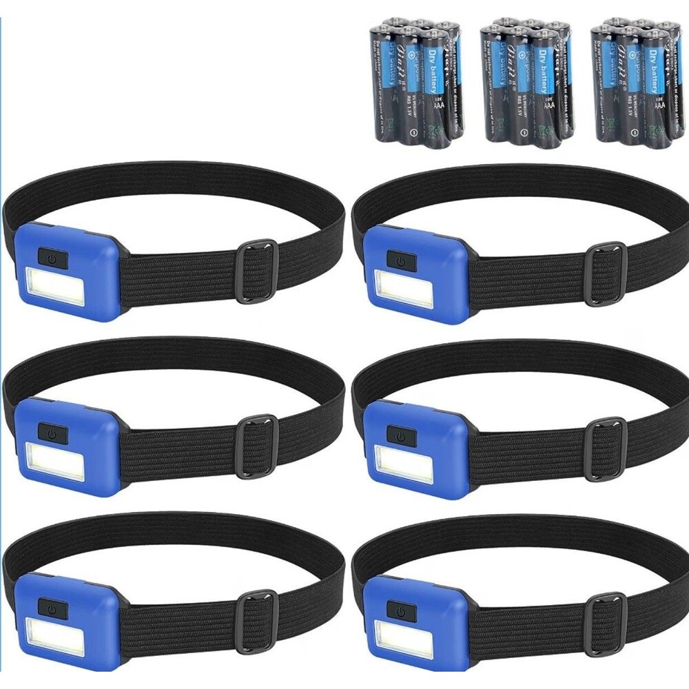 6 Pack Headlamp Flashlight 800 Lumen Super Bright Led Ultra Lightweight Blue NEW